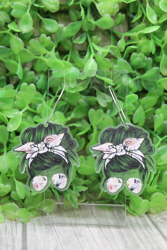 Floral Messy Bun Hoop Dangle Earrings