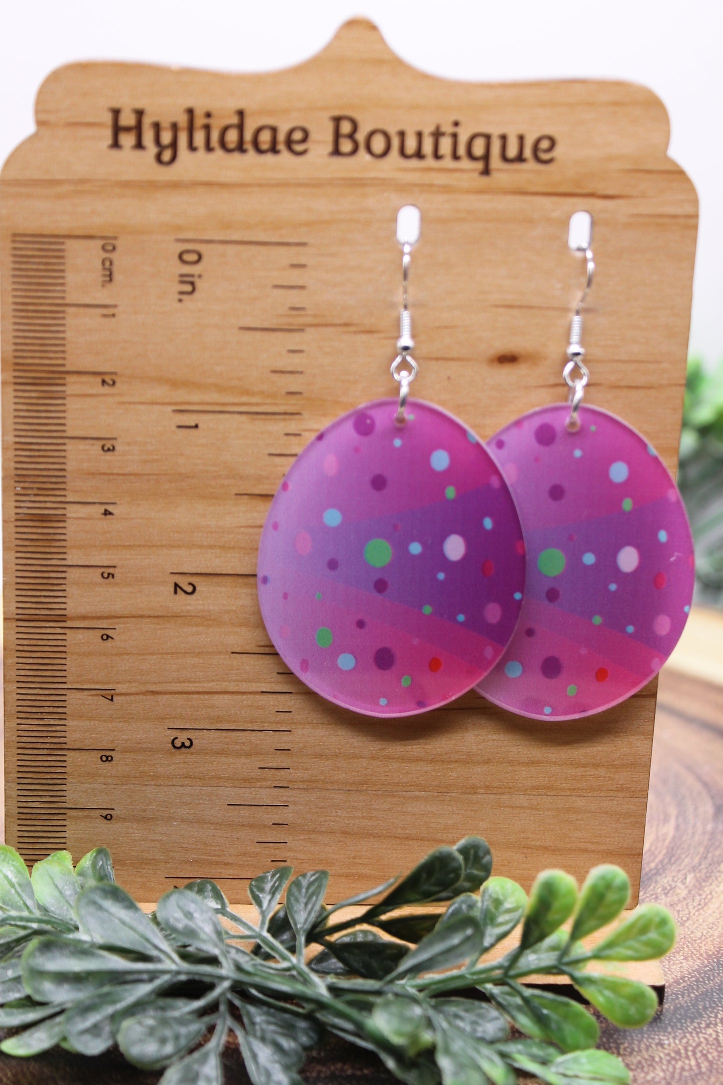 Purple Polka Dot Easter Egg • Dangle Earrings