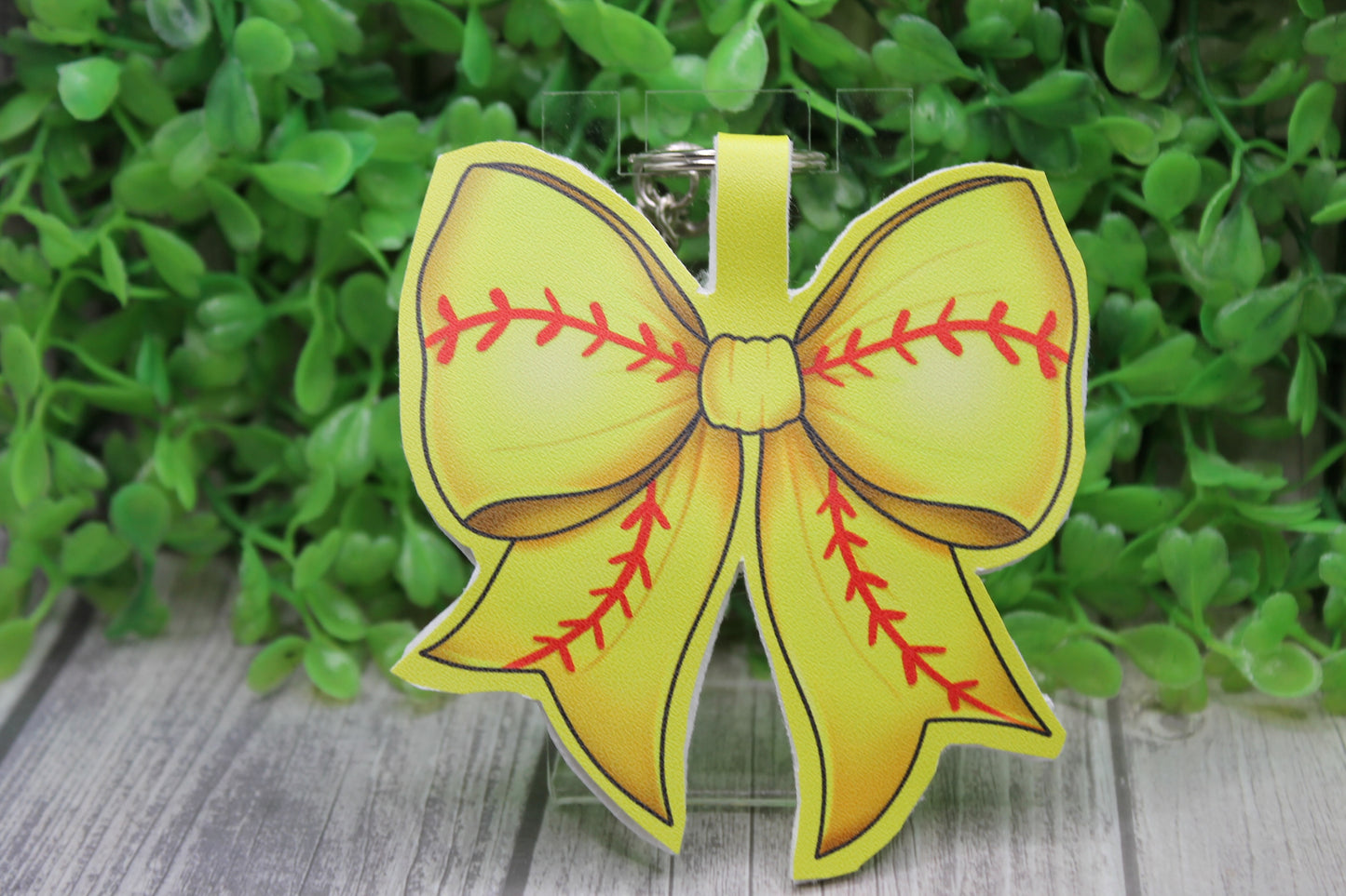 Softball Bow Keychain or Bag Tag