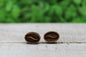 Coffee Bean Engraved Wood Stud Earrings