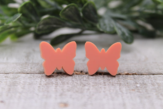 Coral Butterflies • Stud Earrings