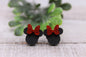 Red Glitter Bow Mouse || 14mm Stud Earrings || Hypoallergenic