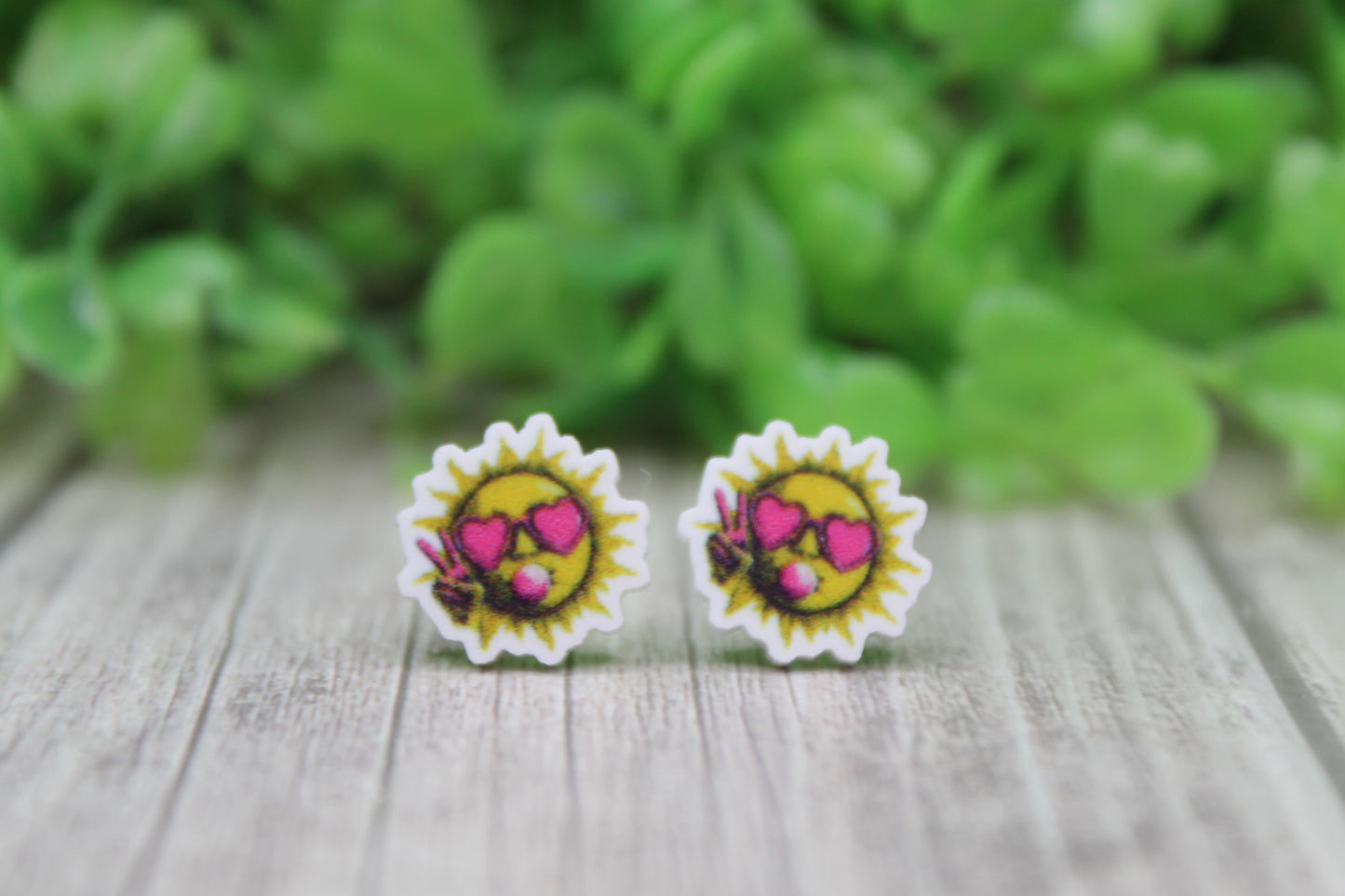 Sun with Sunglasses Stud Earrings