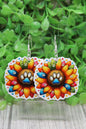 Paw Print Colorful Sunflower Dangle Earrings