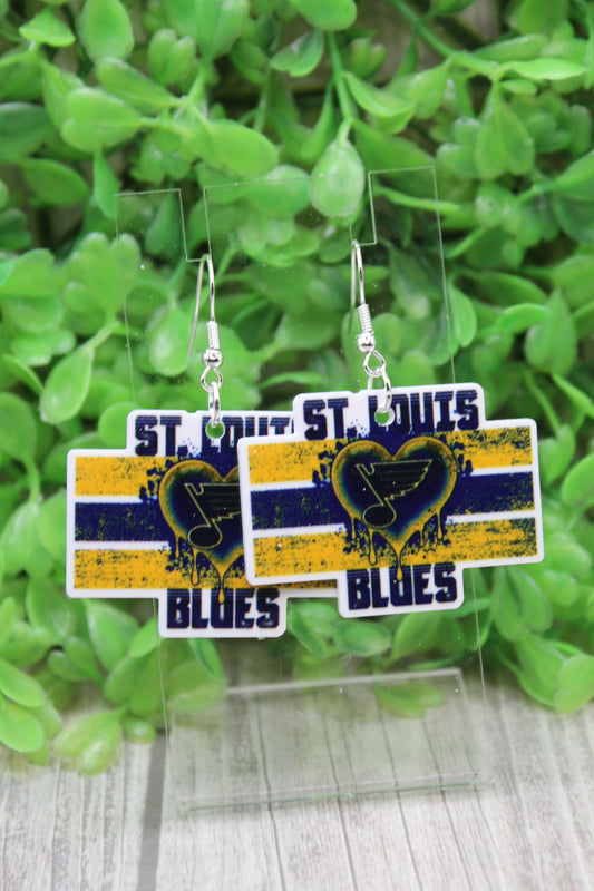 Hockey St Louis Blues Dangle Earrings