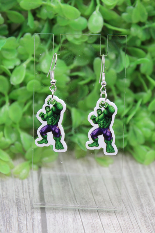 Strong Green Guy Mini Dangle Earrings