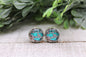 Wallen on Teal & Leopard|| 12mm Glass Stud Earrings || Hypoallergenic