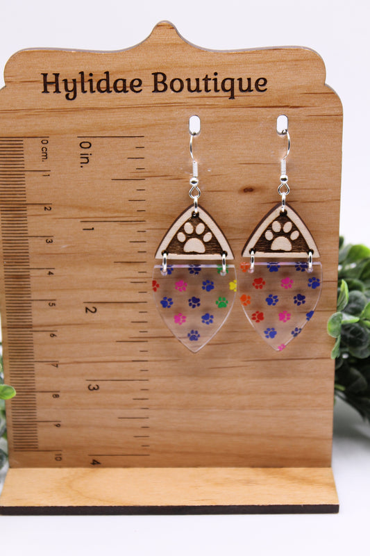 Colorful Paw Prints || Dangle Earrings