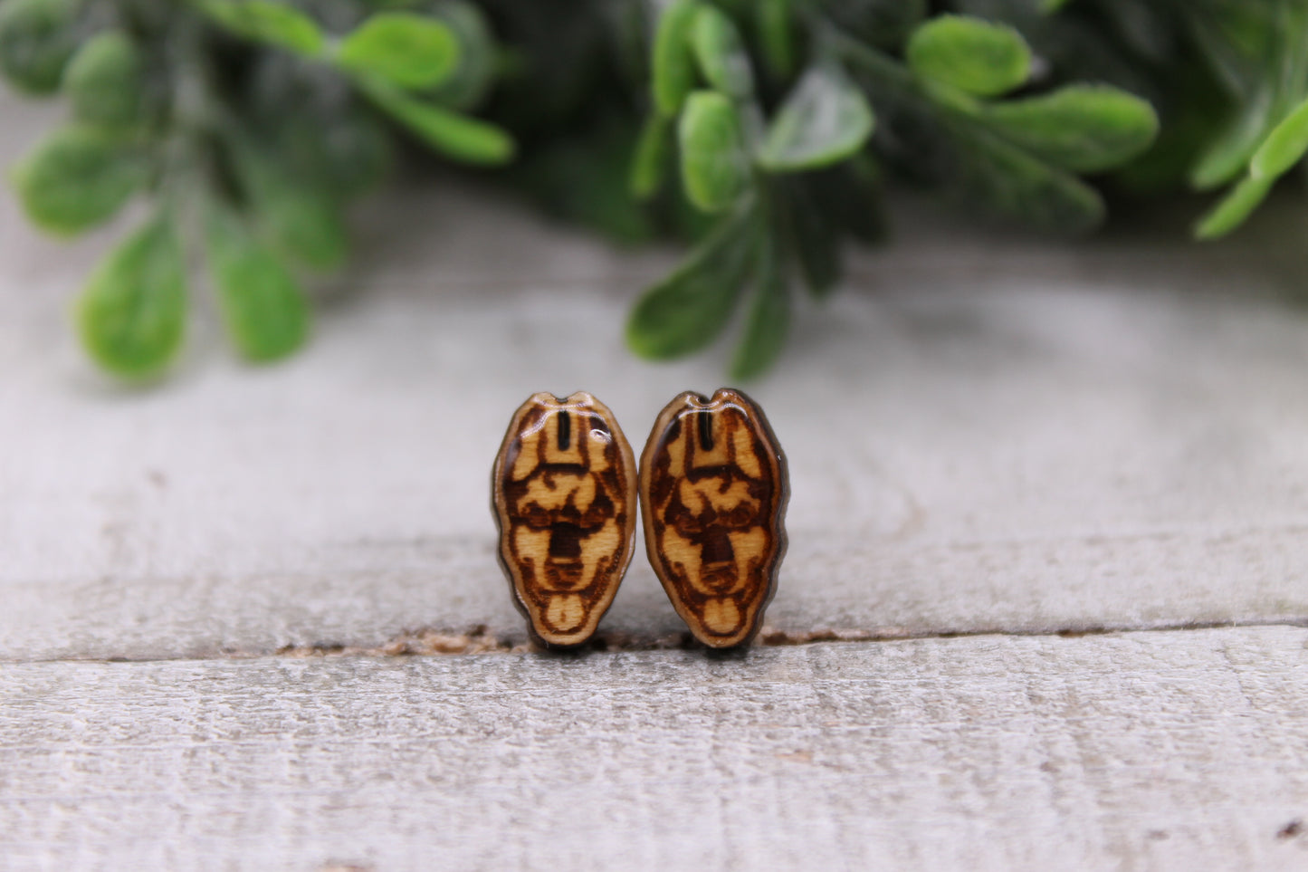 Doberman Dog Breed || Wood Stud Earrings || Hypoallergenic