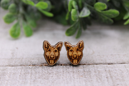 Bull Terrier Dog Breed || Wood Stud Earrings || Hypoallergenic