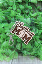 Softball MOM Wooden Keychain