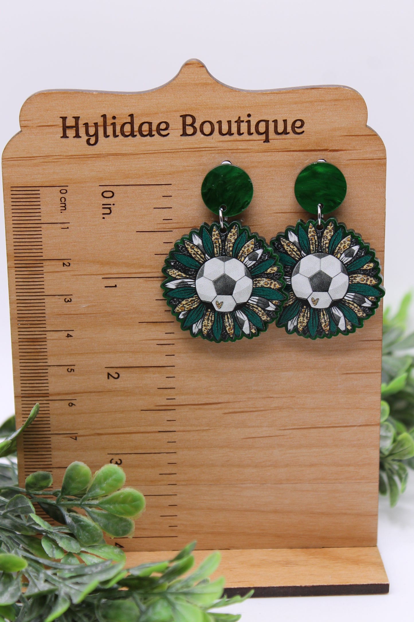 Soccer Sunflower - Green || Dangle Earrings