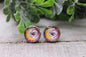 KC Chiefs Football - Heart Starburst || 12mm Glass Stud Earrings || Hypoallergenic