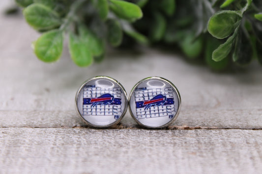 Buffalo Bills Football - Fan || 12mm Glass Stud Earrings || Hypoallergenic