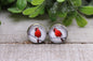 Cardinal on a Branch || 12mm Glass Stud Earrings || Hypoallergenic