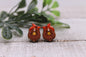 Chickens with Headbands || 12mm Glass Stud Earrings || Hypoallergenic