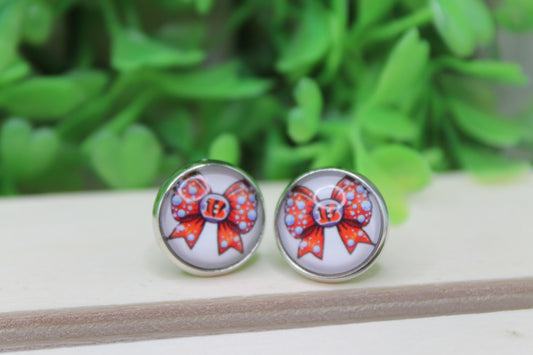 Bengals Football Bow Stud Earrings