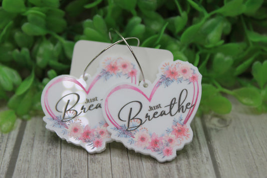 Just Breathe Floral Heart Hoop Dangle Earrings