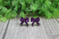 Purple Glitter Bow Stud Earrings