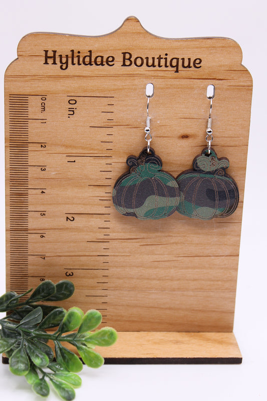 Camo Pumpkin • Dangle Earrings