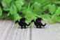Black Glitter Dragon Stud Earrings
