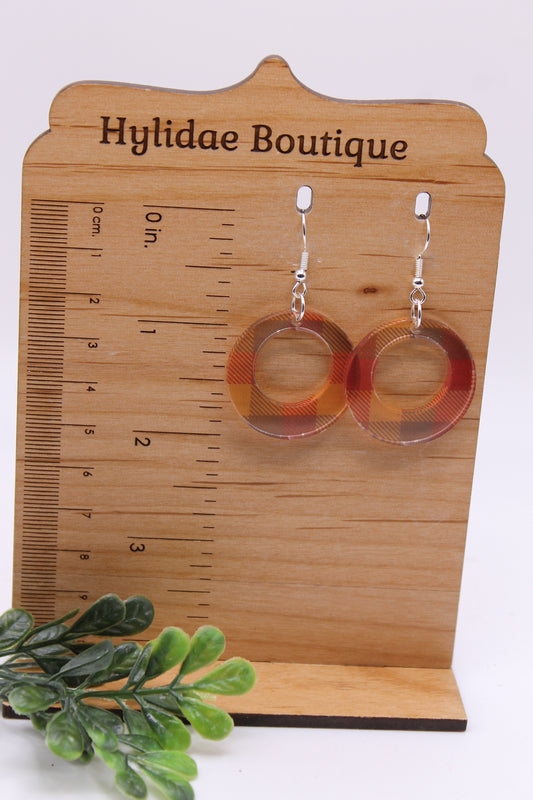 Plaid Circle • Dangle Earrings