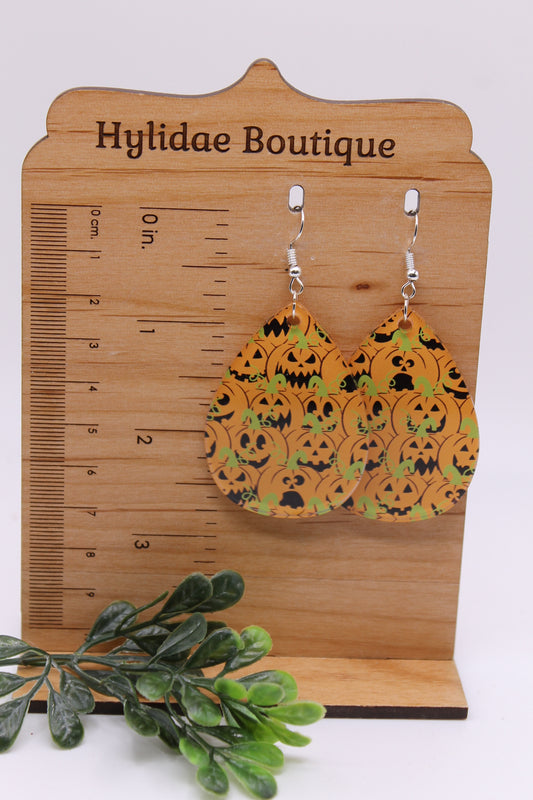 Jack-O-Lantern Teardrop • Dangle Earrings