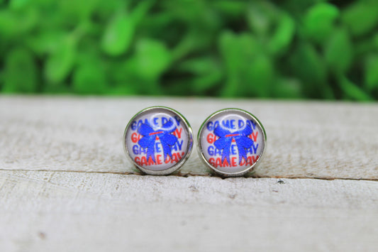 Buffalo Bills Game Day Bow Glass Stud Earrings