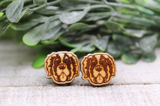 Saint Bernard Dog Breed || 12mm Stud Earrings || Hypoallergenic