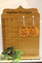 Orange Shimmer Jack-O-Lantern Buckets • Dangle Earrings