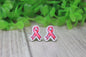 Pink Breast Cancer Awareness Ribbon Stud Earrings