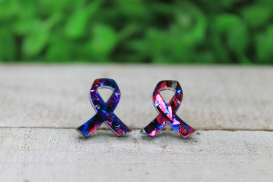 Suicide Awareness Ribbon Stud Earrings