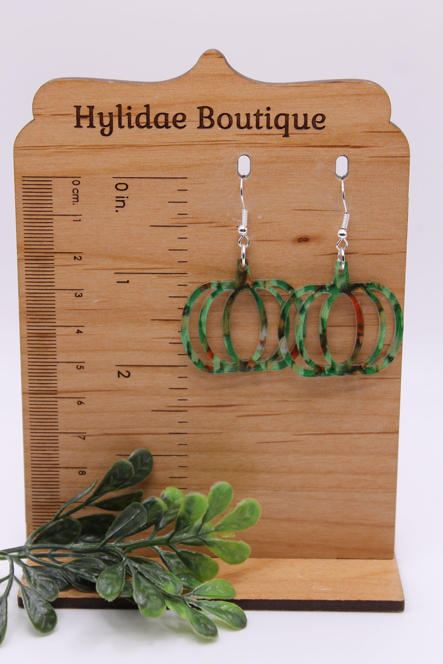 Green Watercolor Pumpkin • Dangle Earrings