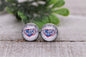 Buffalo Bills Football Heart|| 12mm Glass Stud Earrings || Hypoallergenic