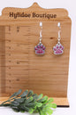 Pink Glitter Paw Prints || Dangle Earrings