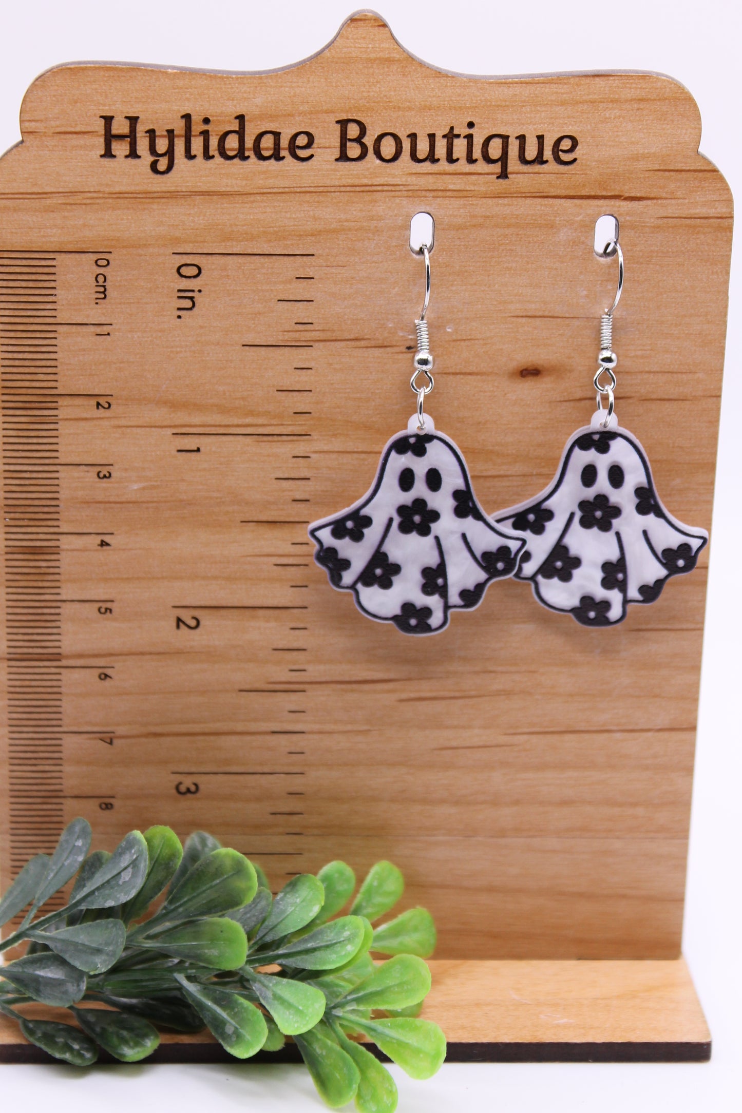 Ghost with Flowers • Dangle Earrings