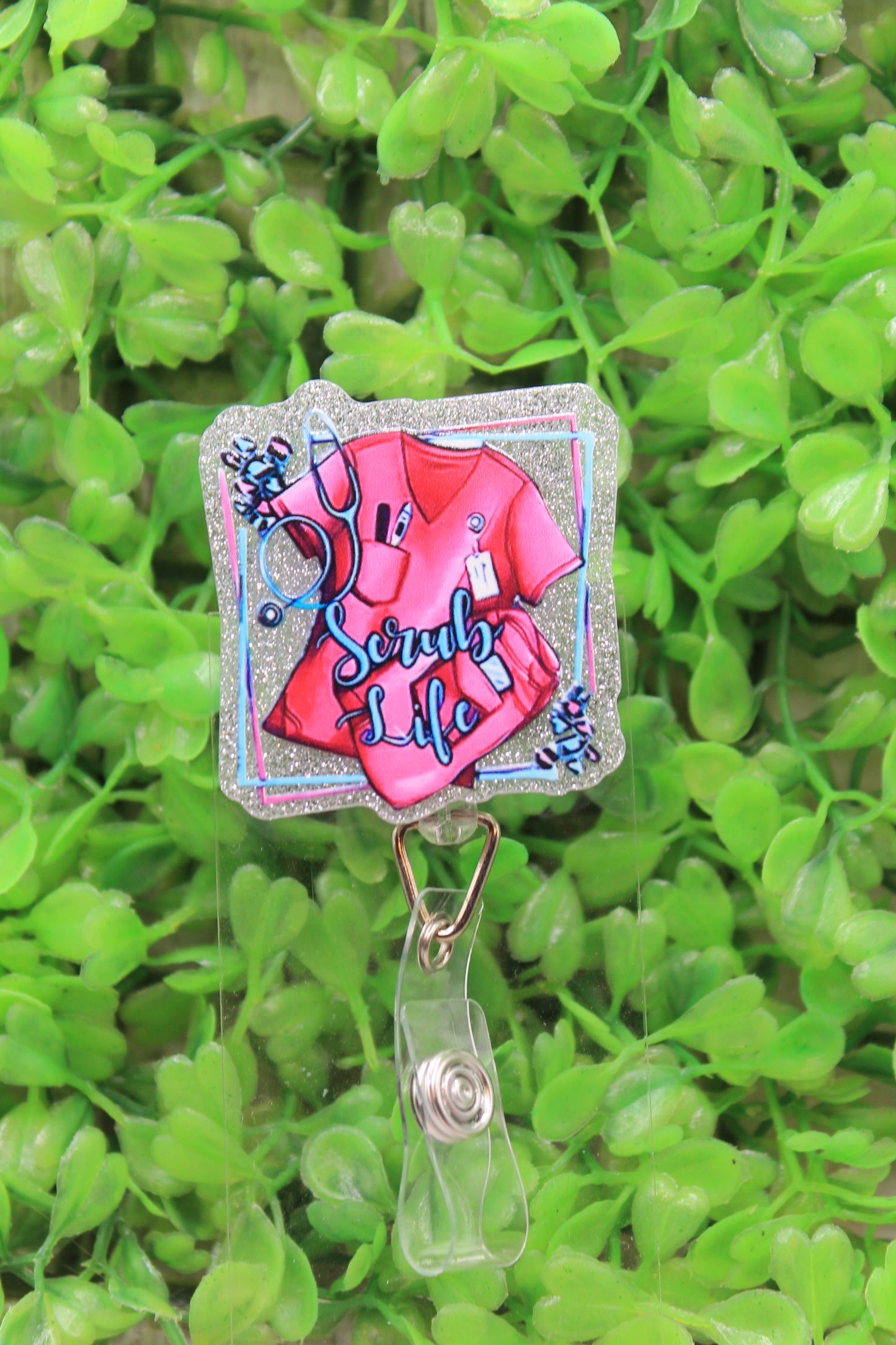 Scrub Life Pink Badge/ID Holder Reel