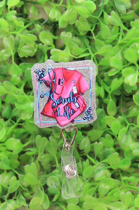 Scrub Life Pink Badge/ID Holder Reel