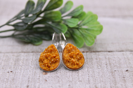 Autumn Druzy || Teardrop French Lever Earrings