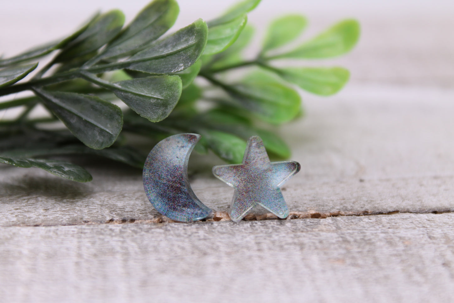 Moon & Stars || 12mm Stud Earrings || Hypoallergenic