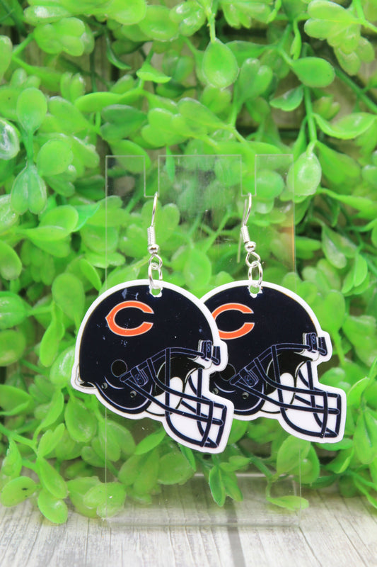 Chicago Bears Football Helmet Dangle Earrings