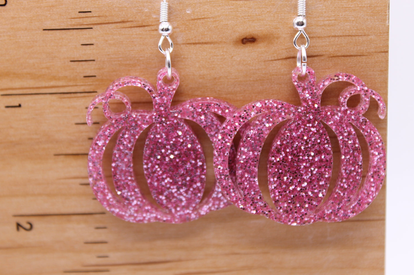 Pink Glitter Pumpkins • Dangle Earrings