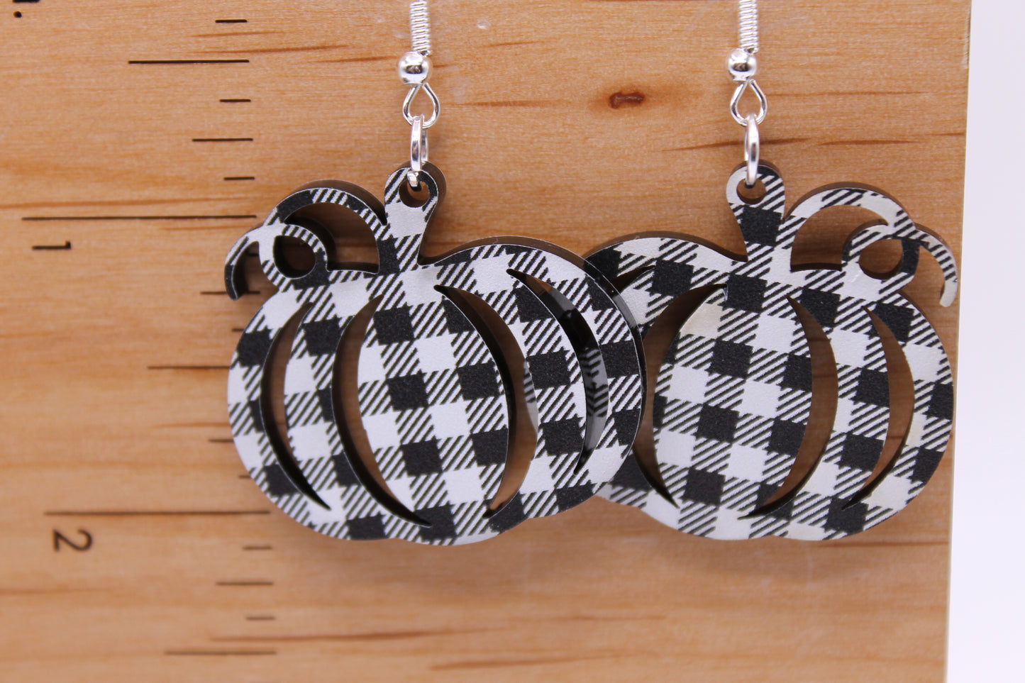 Buffalo Plaid Pumpkins • Dangle Earrings