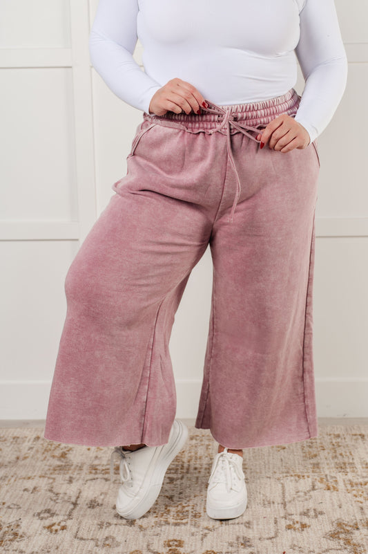 In or Out Wide Leg Cropped Pants in Light Rose {Ships in 3-5 Business Days}