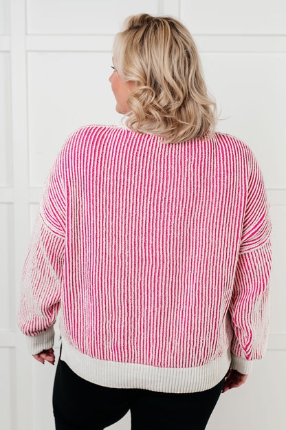 Least High Maintenance Contrast Trim Sweater in Pink {Ships in 3-5 Days}