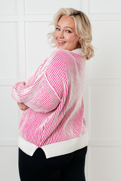 Least High Maintenance Contrast Trim Sweater in Pink {Ships in 3-5 Days}