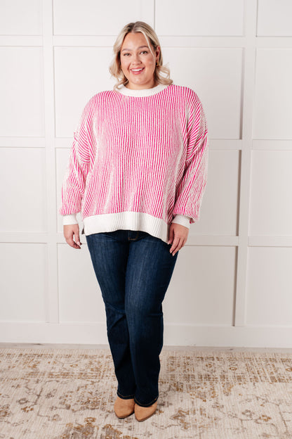 Least High Maintenance Contrast Trim Sweater in Pink {Ships in 3-5 Days}