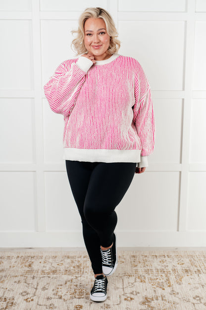 Least High Maintenance Contrast Trim Sweater in Pink {Ships in 3-5 Days}