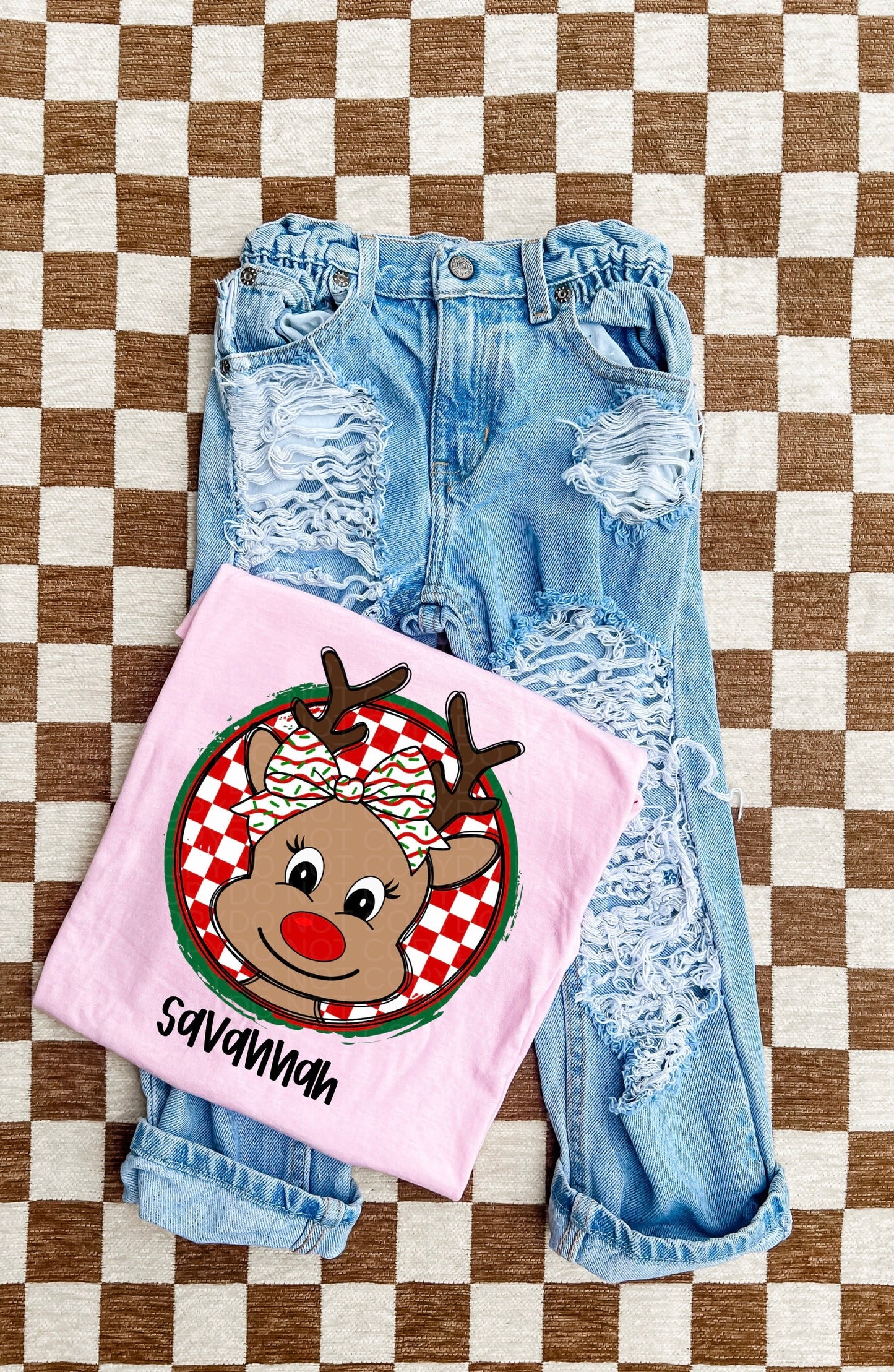 Checkered Reindeer Custom - YOUTH