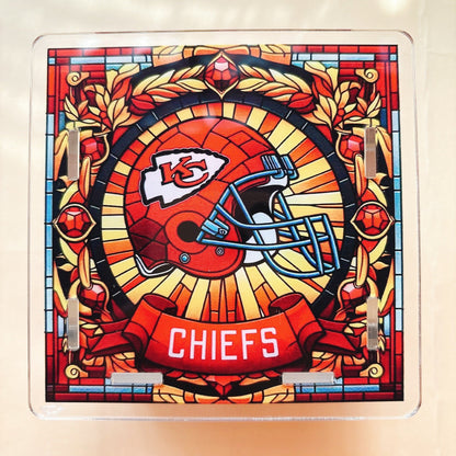 KC Chiefs Football Stained Glass Acrylic Holder